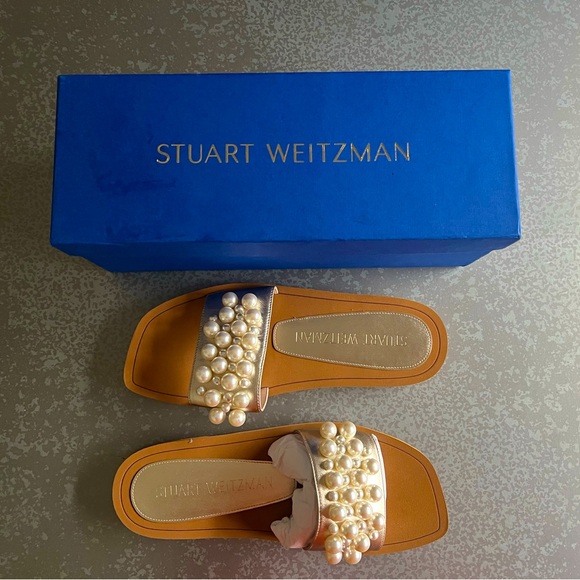 STUART WEITZMAN SANDAL SHOE FLIP FLOP DESIGNER PEARL STUNNERS & RARE! TRENDING!! - Picture 1 of 6